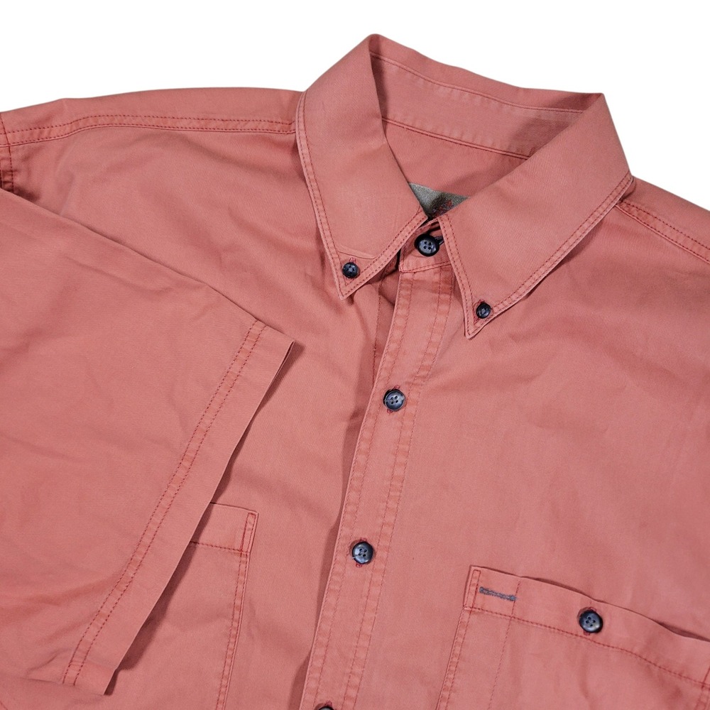 The Territory Ahead Shirt Mens Large Tall Orange Cotton Button Down Short Sleeve